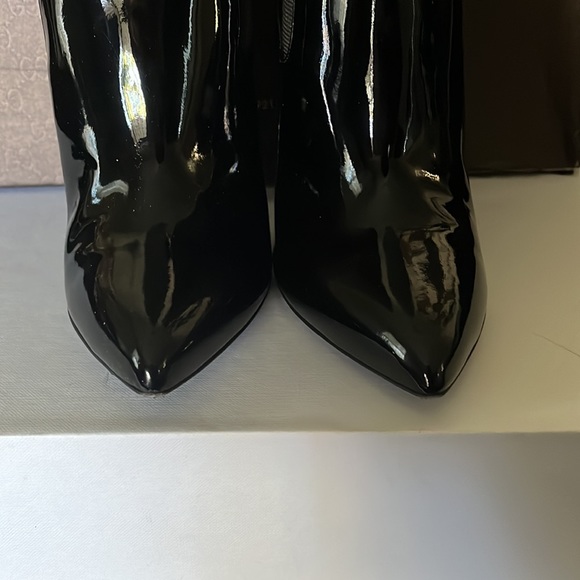 GUCCI WOMENS PATIENT LEATHER POINTED TOE HEEL PULL ON BOOTS PRE OWNED BLACK 8M - Picture 4 of 13